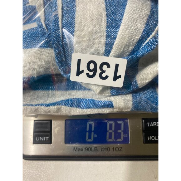 Soft Surroundings Linen Blend Cold-Shoulder Top PXL Blue White Striped Short Sl - Picture 12 of 12